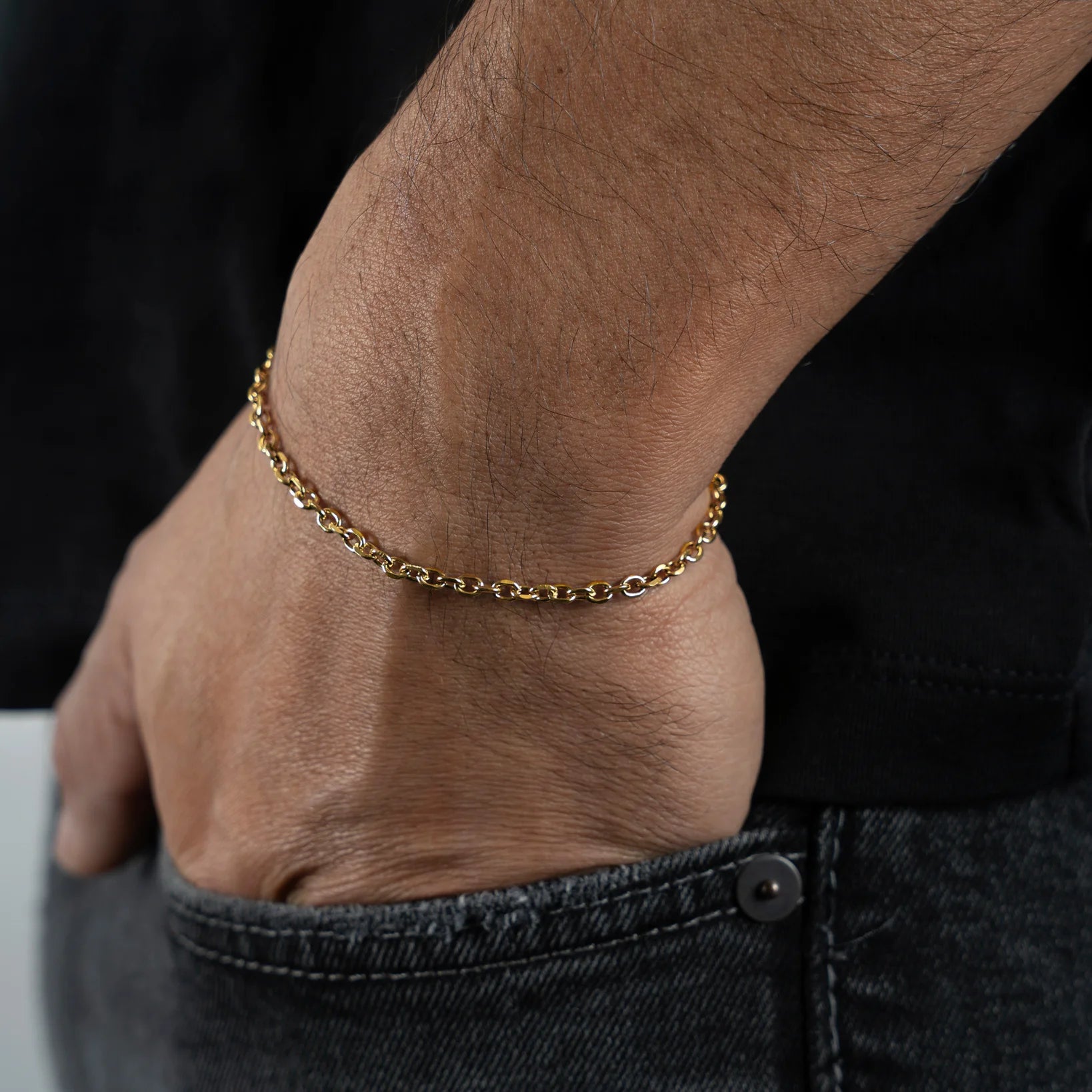 3mm Gold Cable Link Bracelet