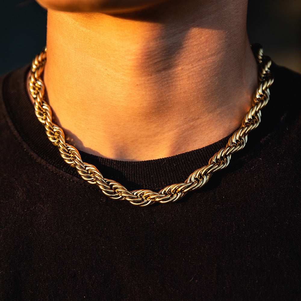 10mm Men's Gold Stainless Steel Rope Chain – Gold Kings