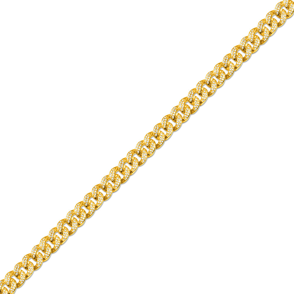 12mm Men's Gold Cuban Link Diamond CZ Chain
