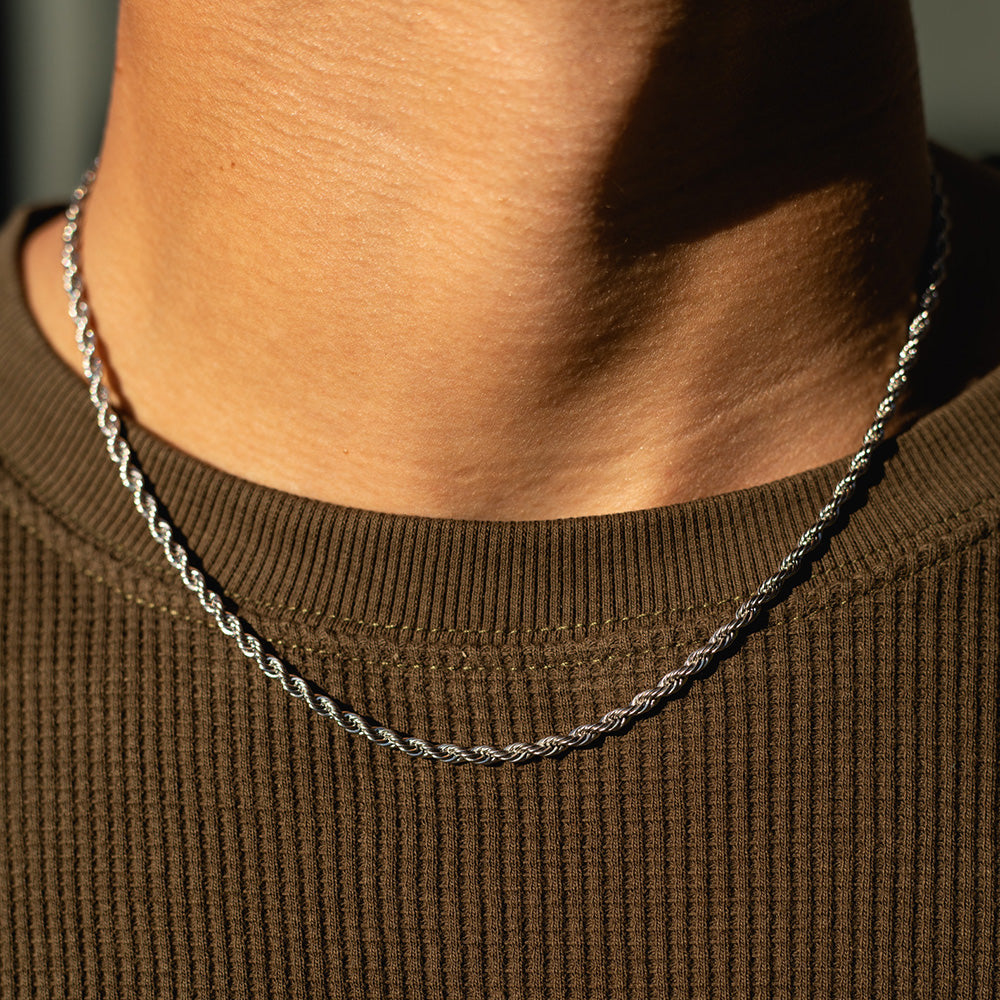 3mm White Gold Rope Chain for Necklaces