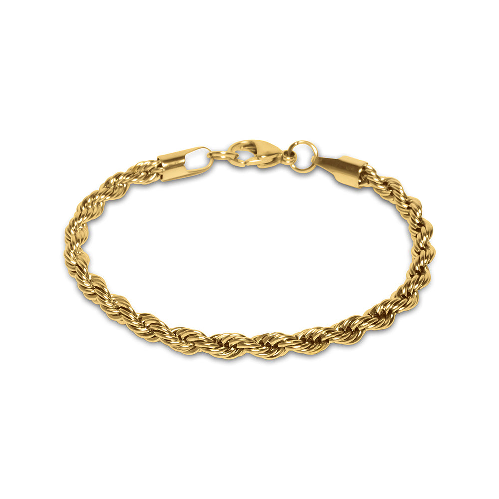5mm Men's Gold Rope Hip Hop Bracelet