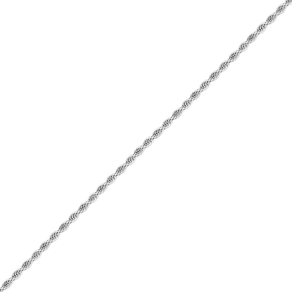 5mm Men's White Gold Rope Chain in Stainless Steel