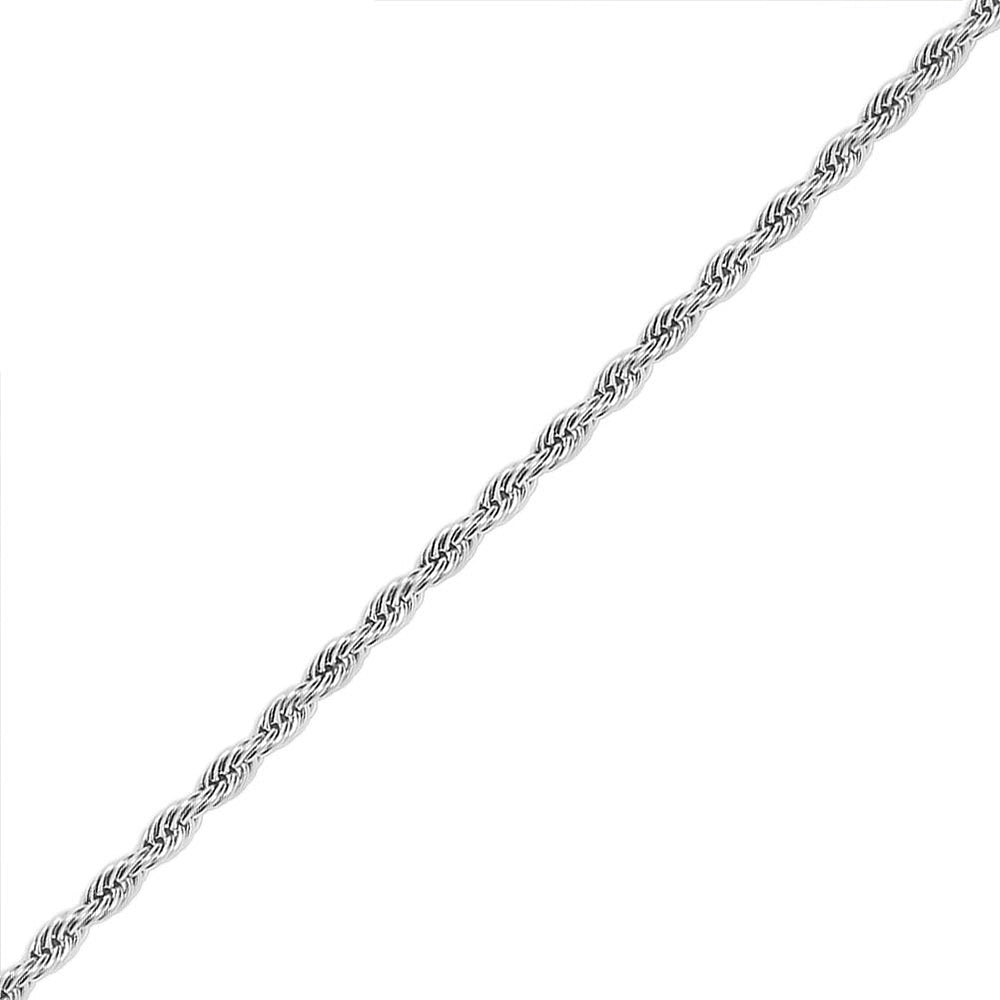 8mm Men's White Gold Rope Hip Hop Chain