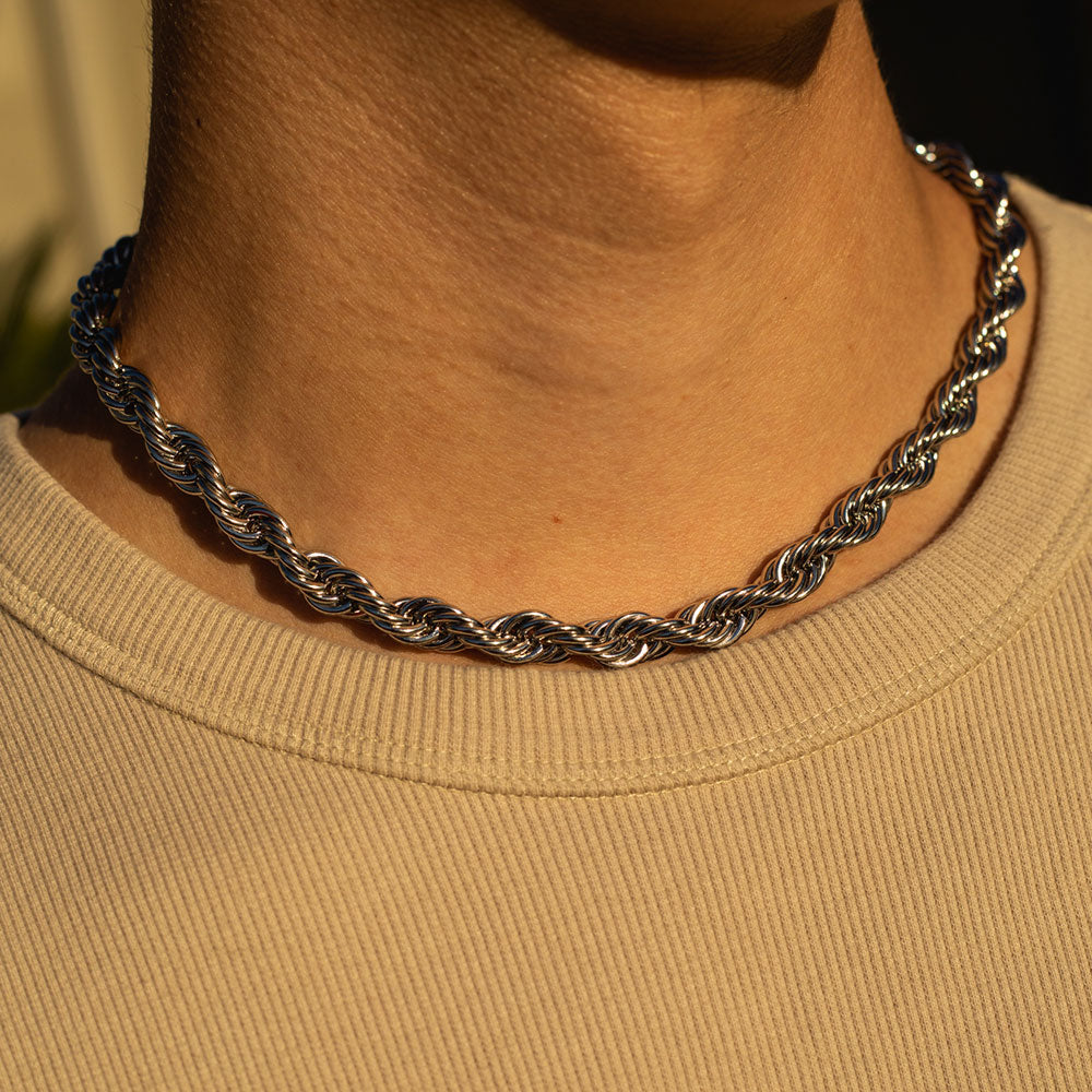 8mm White Gold Rope Chain