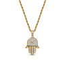 Hip Hop Gold Diamond CZ Hamsa Necklace for Men