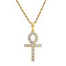 Men's Diamond CZ Gold Ankh Cross Necklace