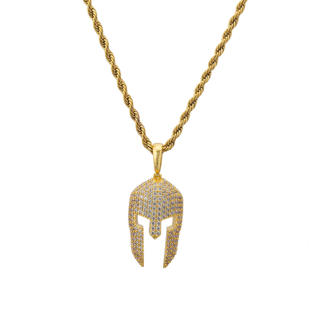 Gold Diamond CZ Spartan Necklace