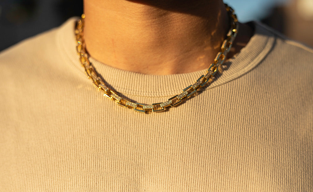 7mm Gold Hermes Diamond CZ Chain