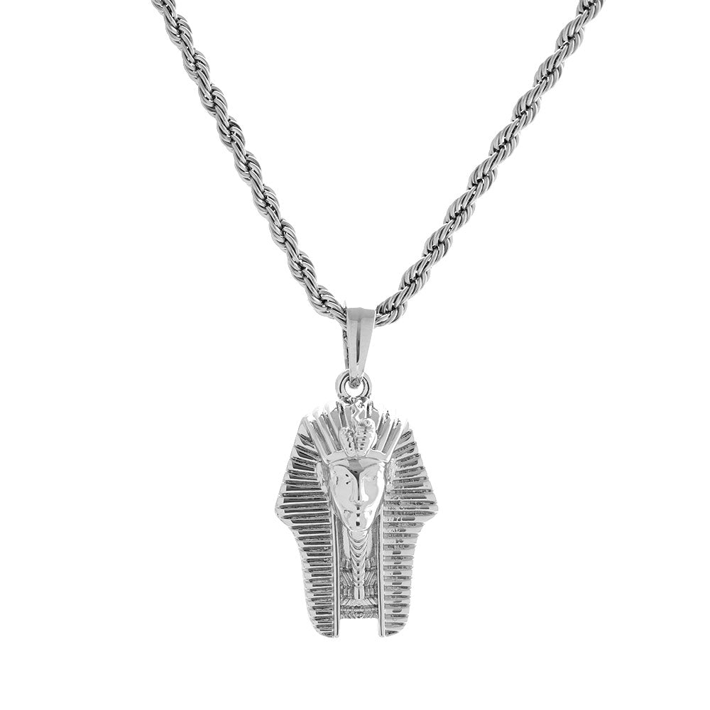 White Gold Stainless Steel Pharaoh Necklace