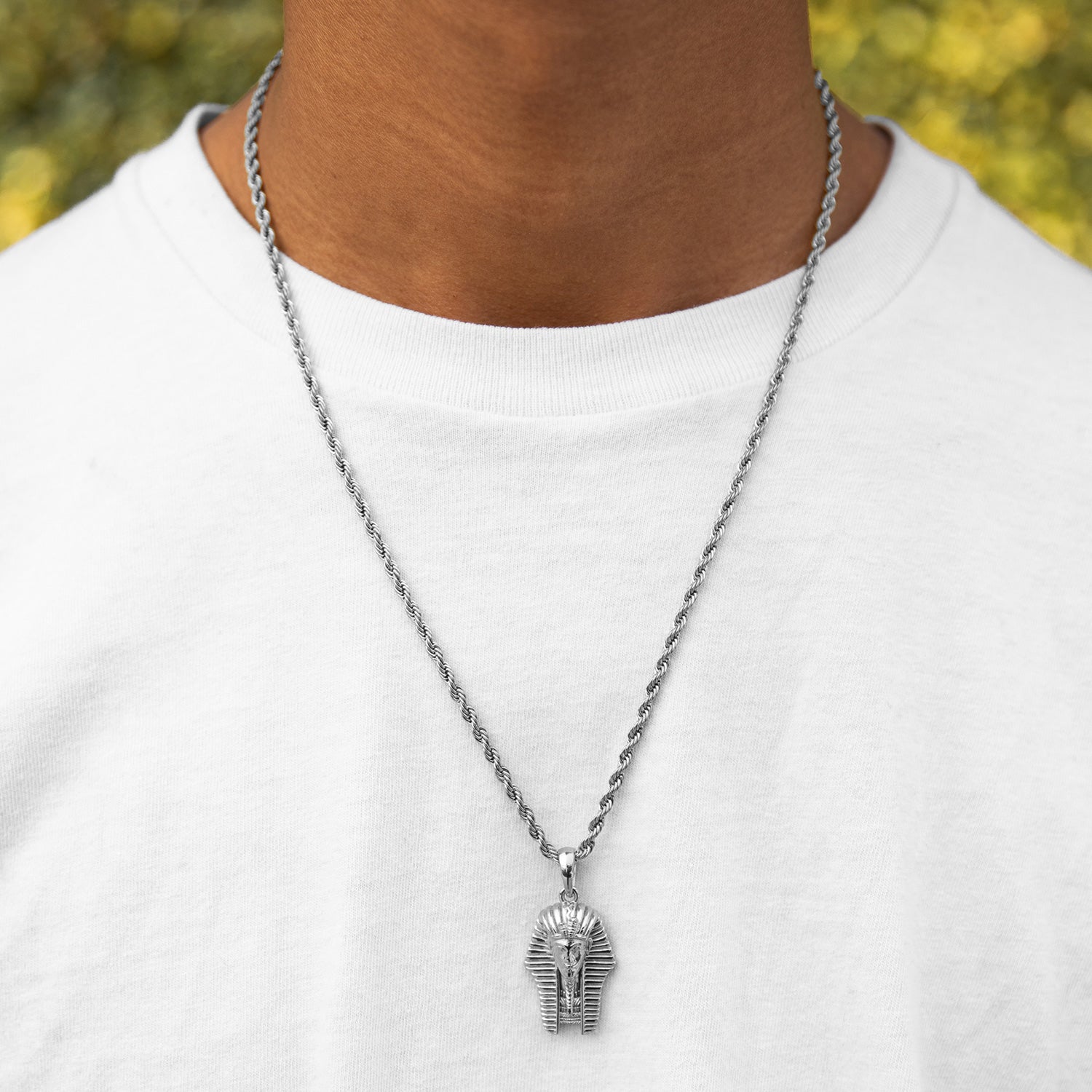 White Gold Stainless Steel Pharaoh Necklace